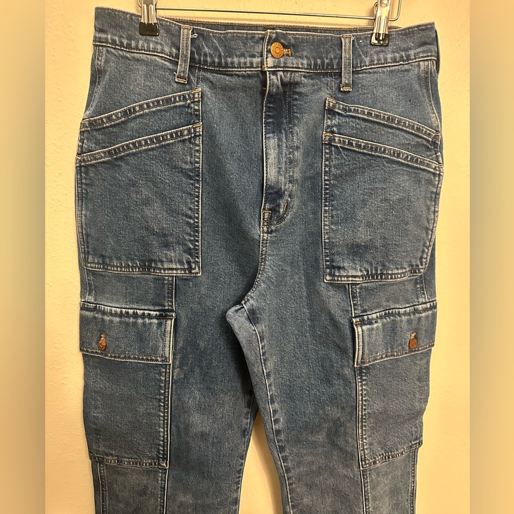 Madewell Women's 90’s‎ straight cargo Blue Straight Leg Jeans size 30 - Picture 4 of 5